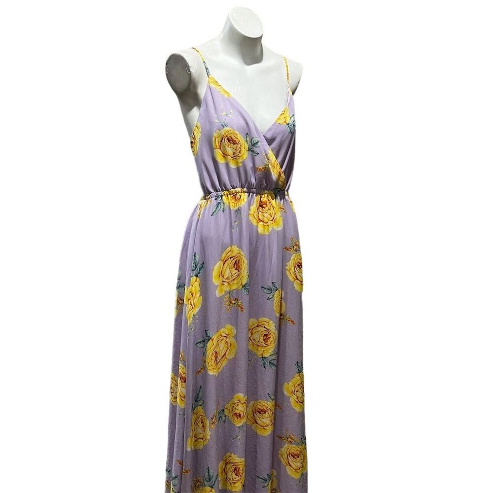 Lulus Lavender Floral Print Backless Maxi Dress Size M Sleeveless V-Neck